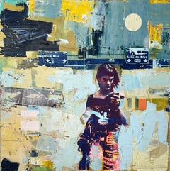 No Signal - Quadro colorato e strutturato di una donna a Los Angeles