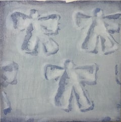 Snow Angels (patterns white snow square oil painting winter childhood pop art)