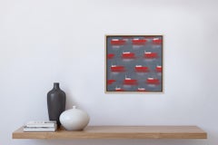 Lanchas rápidas en gris (cuadro al óleo cuadrado con motivos marinos)