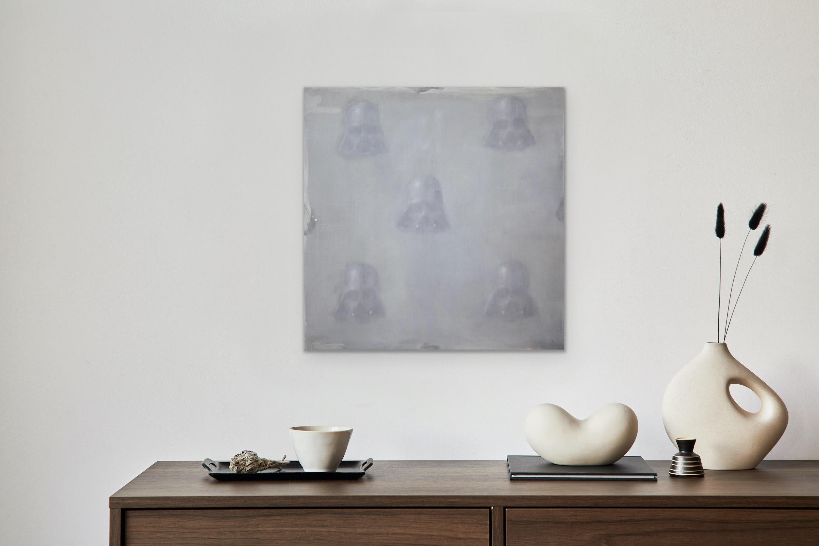 Vaders en la niebla  (StarWars patrones pequeño cuadrado pintura al óleo figurativa abstracta) en venta 5