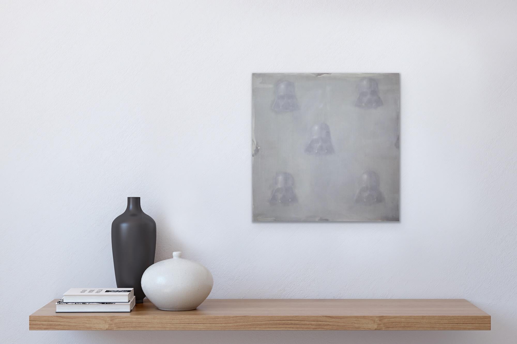 Vaders en la niebla  (StarWars patrones pequeño cuadrado pintura al óleo figurativa abstracta) en venta 2