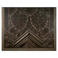 Dan Poole Pannello Deco firmato 1984 Pittura contemporanea in acrilico su tela con cornice