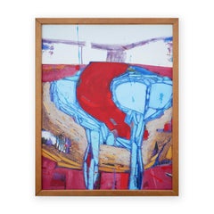 "Lava Flow, South of Santiago, Chile" Yellow, Red, Blue Abstract Modern Painting