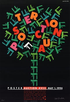 1994 After Dan Reisinger 'Poster Auction' Vintage Multicolor USA Lithograph