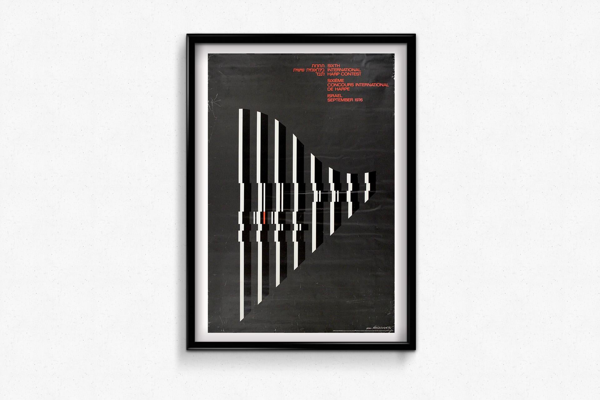 Original 1976 poster by Dan Reisinger - Sixth International Harp Contest en vente 1