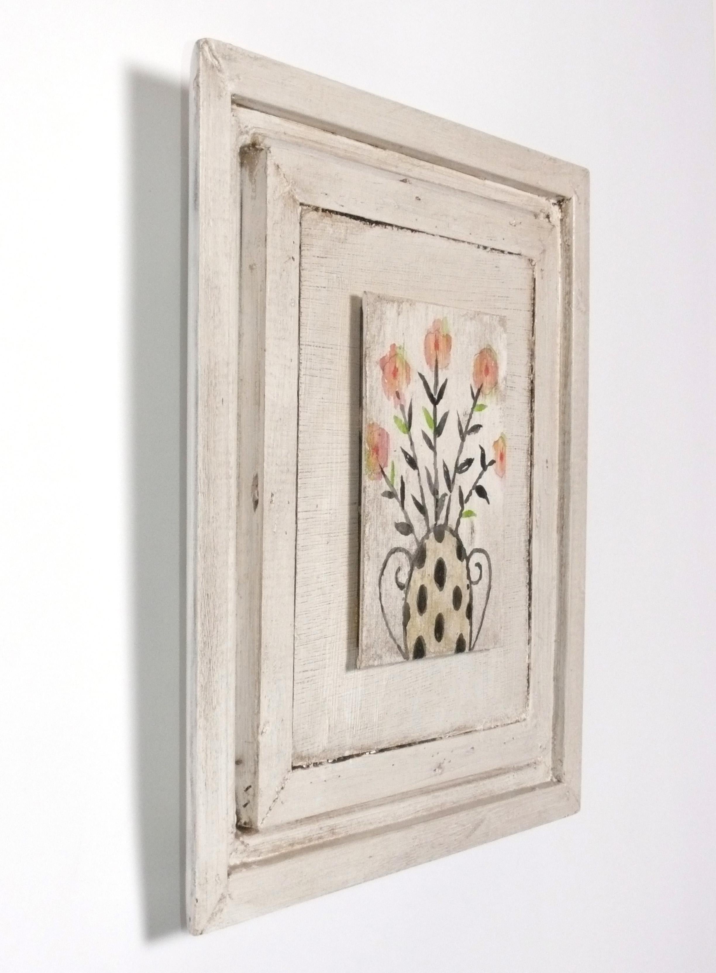 Dan Rizzie Originalgemälde Blumen in Vase circa 2013 Moderne Volkskunst (amerikanisch) im Angebot