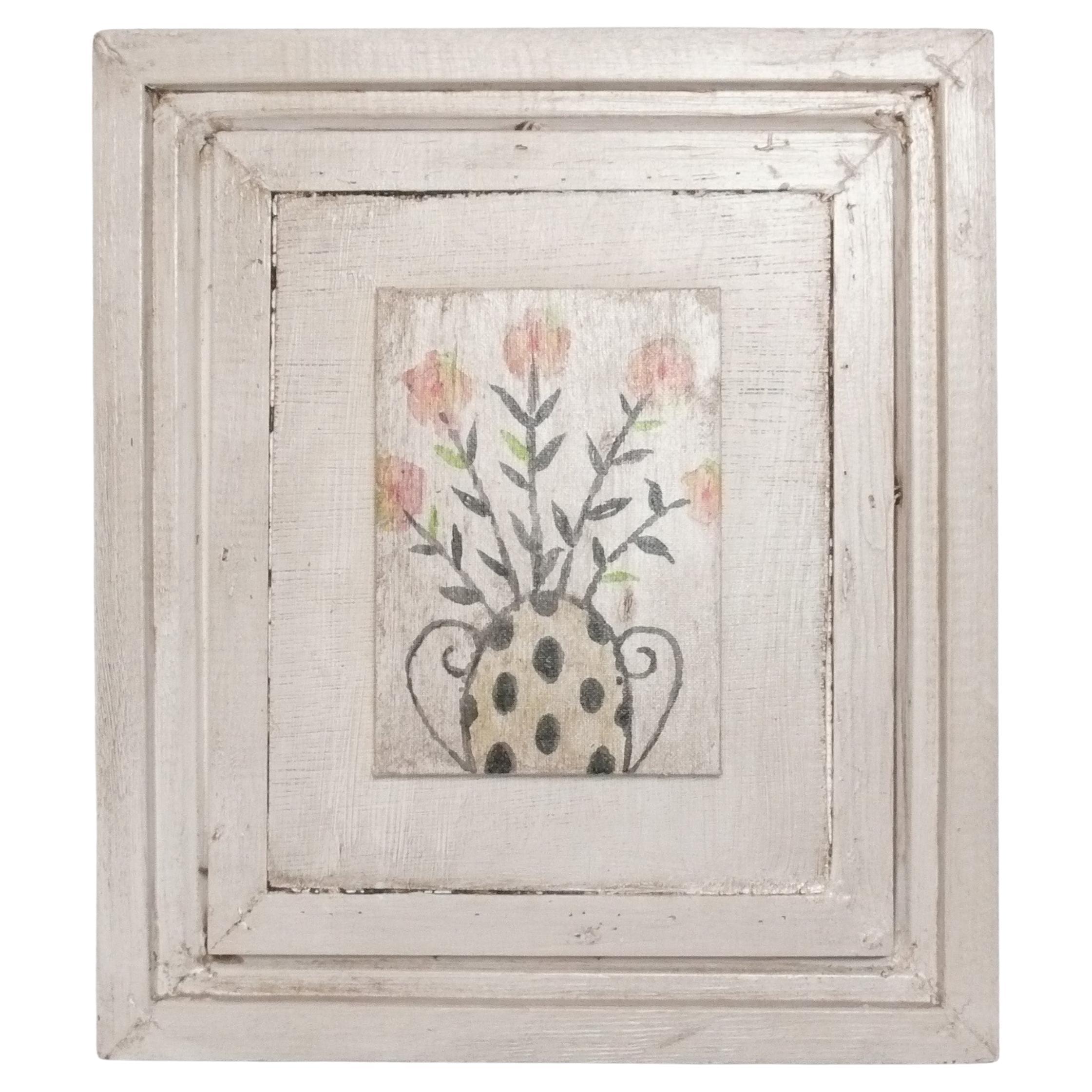 Dan Rizzie Originalgemälde Blumen in Vase circa 2013 Moderne Volkskunst im Angebot