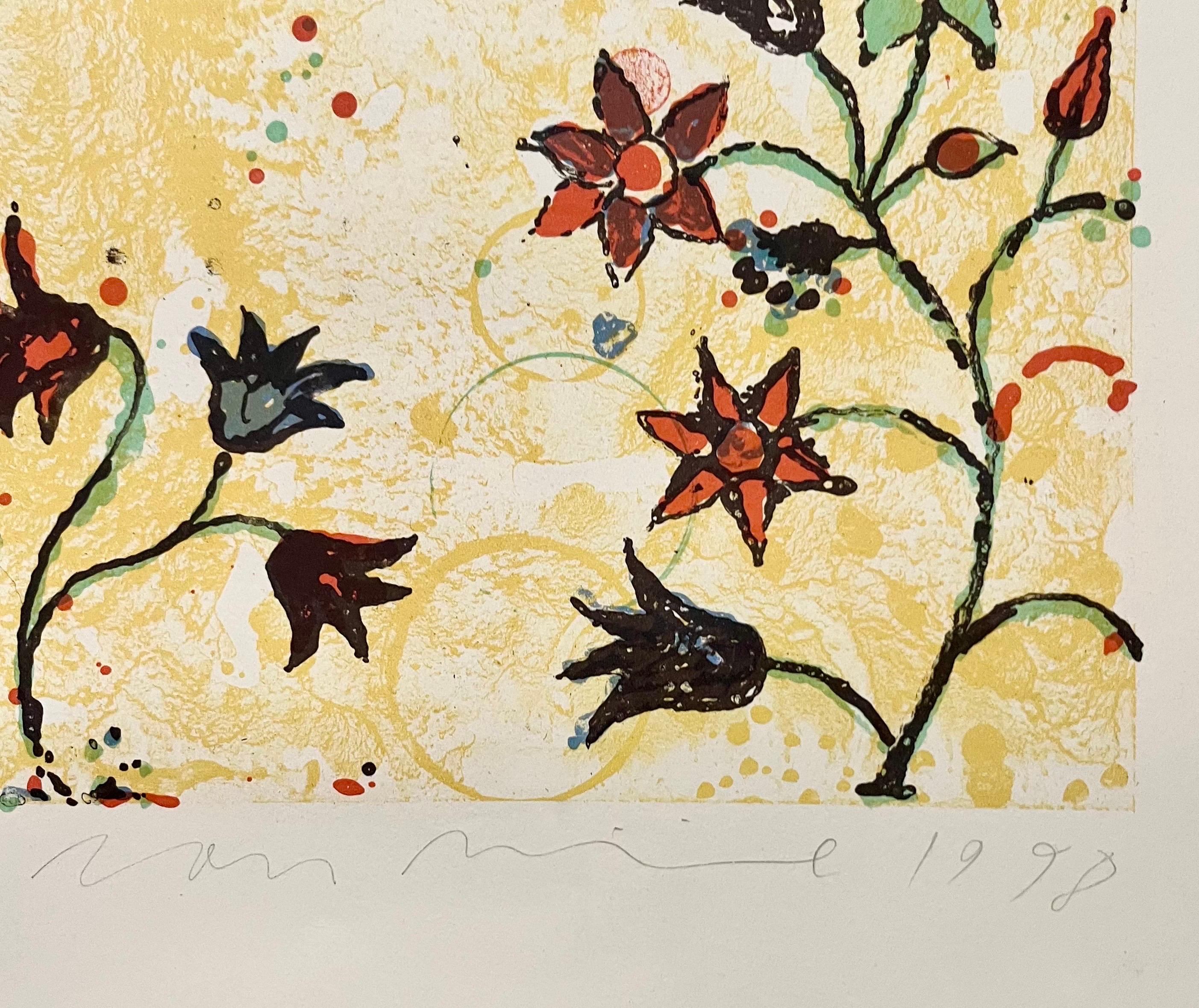 Modernist 1998 Flowering Tree Color Lithograph Dan Rizzie Mod Collage Artist For Sale 4