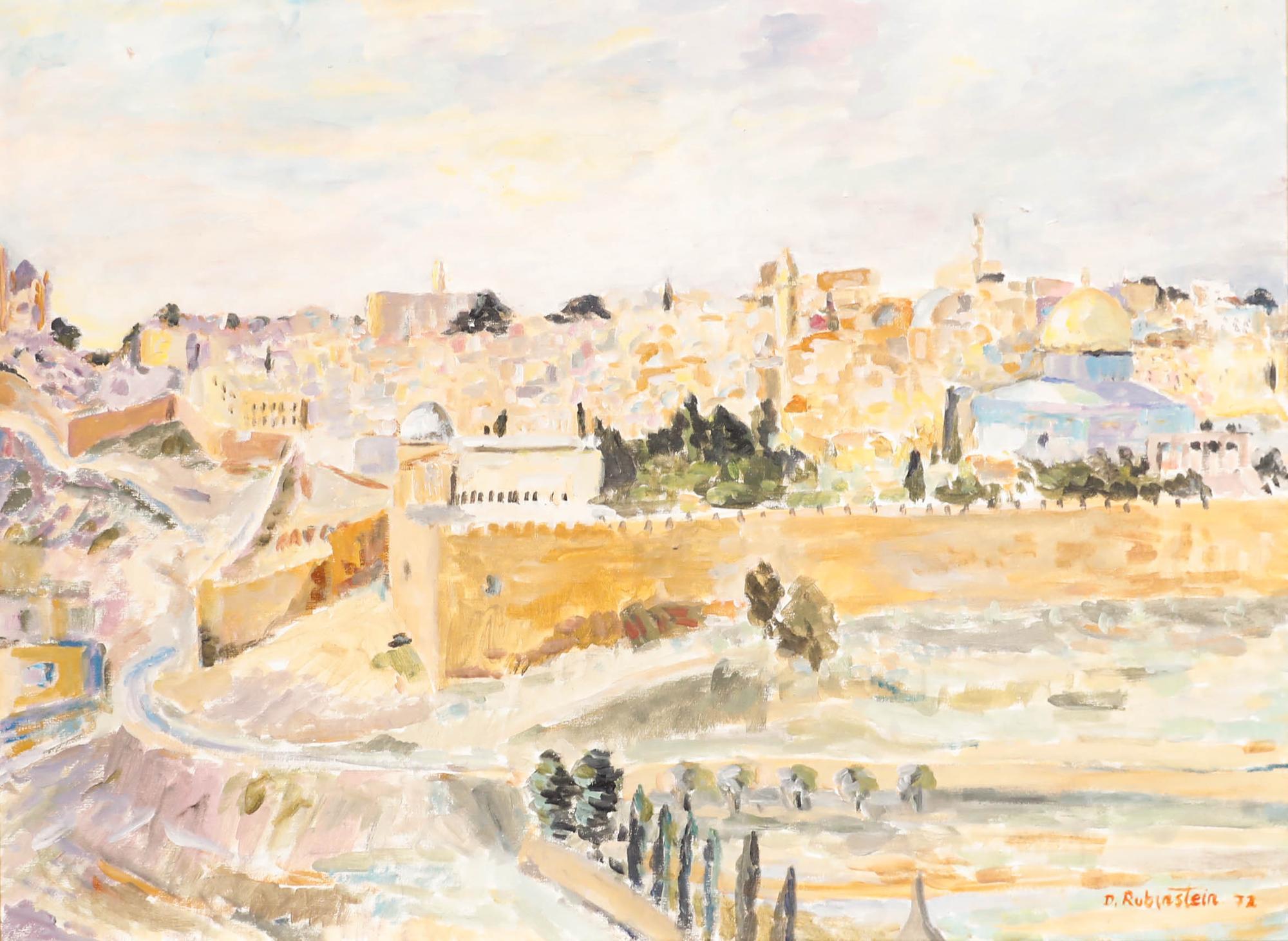 Dan Rubinstein - Gerahmtes Öl aus dem 20. Jahrhundert, Jerusalem im Angebot 1