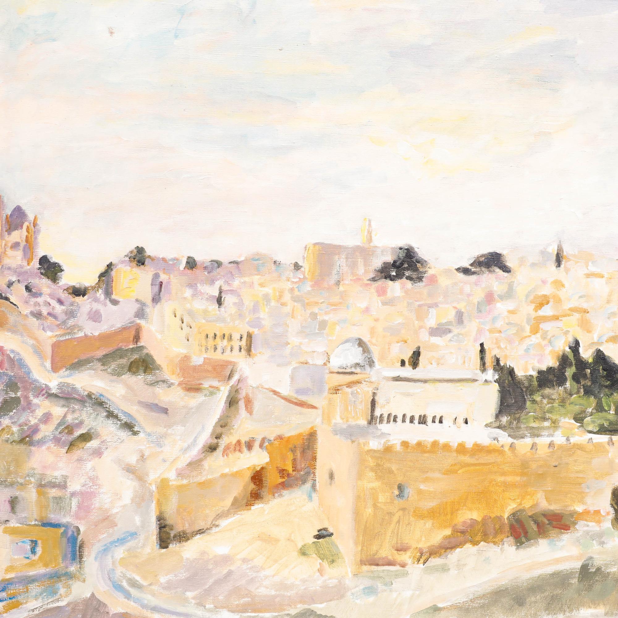 Dan Rubinstein - Gerahmtes Öl aus dem 20. Jahrhundert, Jerusalem im Angebot 3