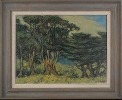 Vintage Mid Century Cypress and Eucalyptus Landscape
