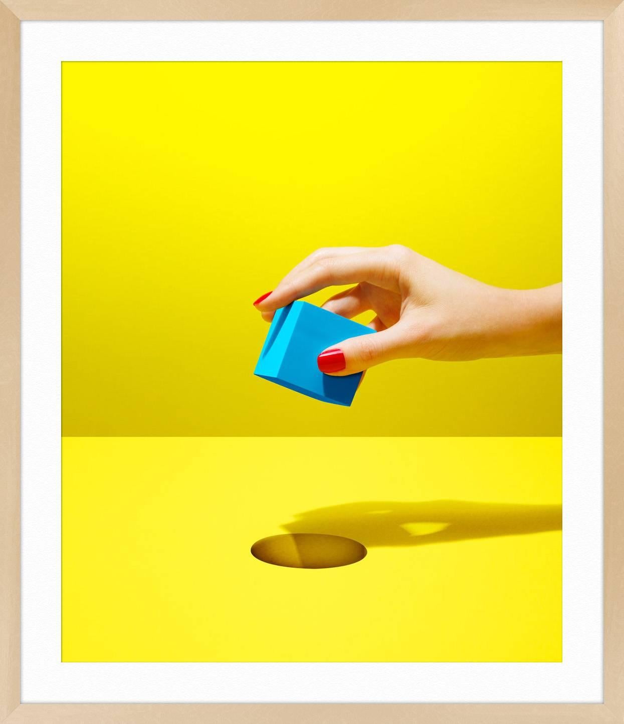 You Aren't What You Think You Are- Square Peg / Round Hole - Yellow Abstract Photograph by Dan Saelinger