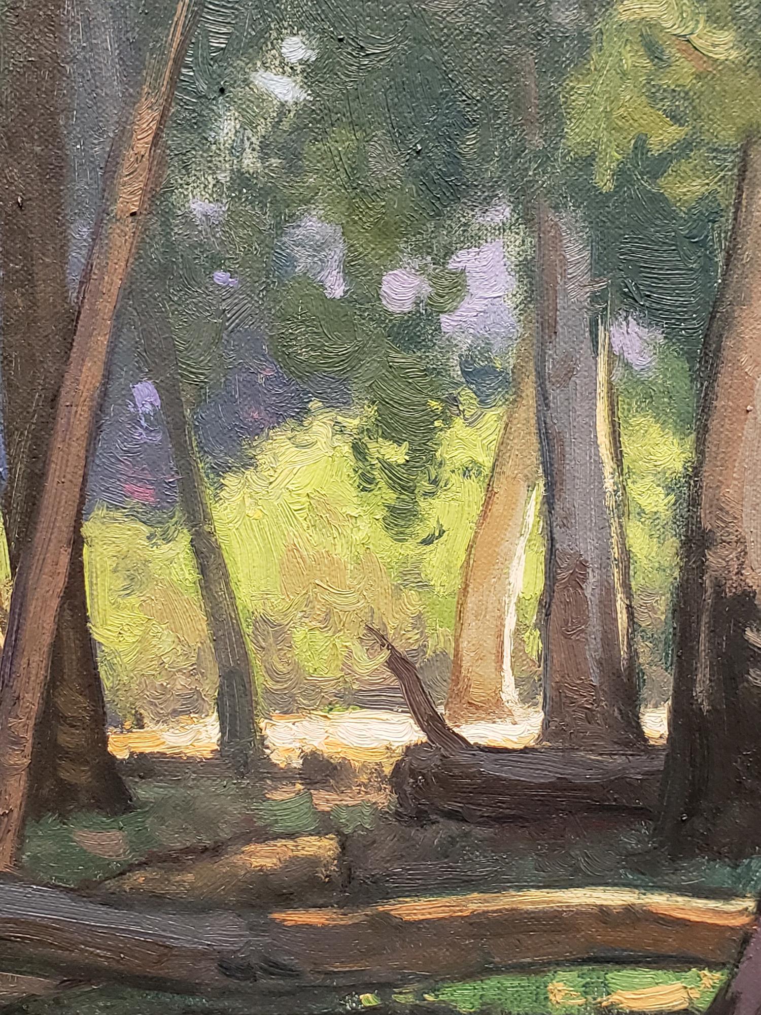 Forêt d'eucalyptus - Impressionnisme Painting par Dan Schultz