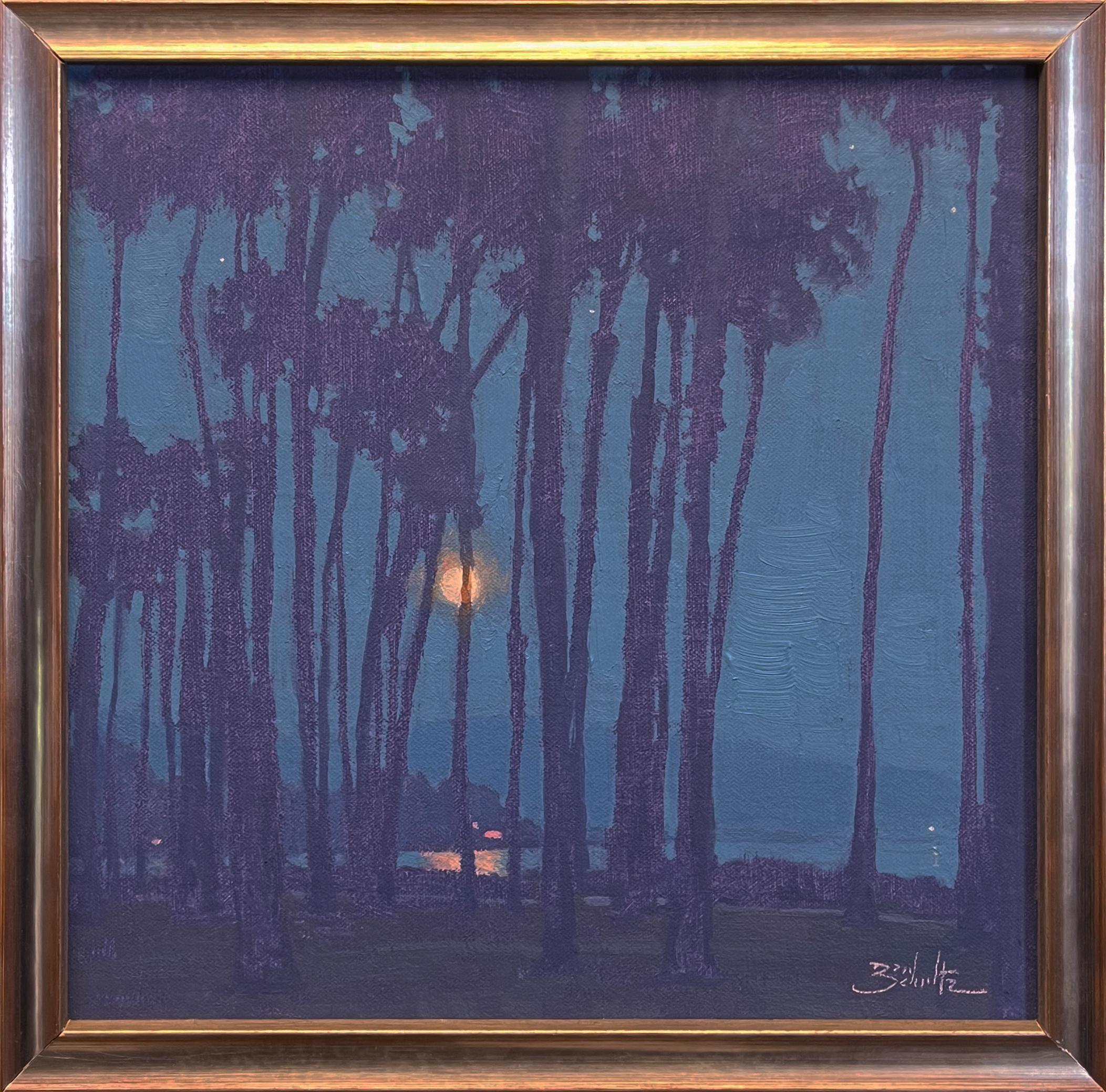 Dan Schultz Landscape Painting - Pacific Moonrise; Santa Barbara
