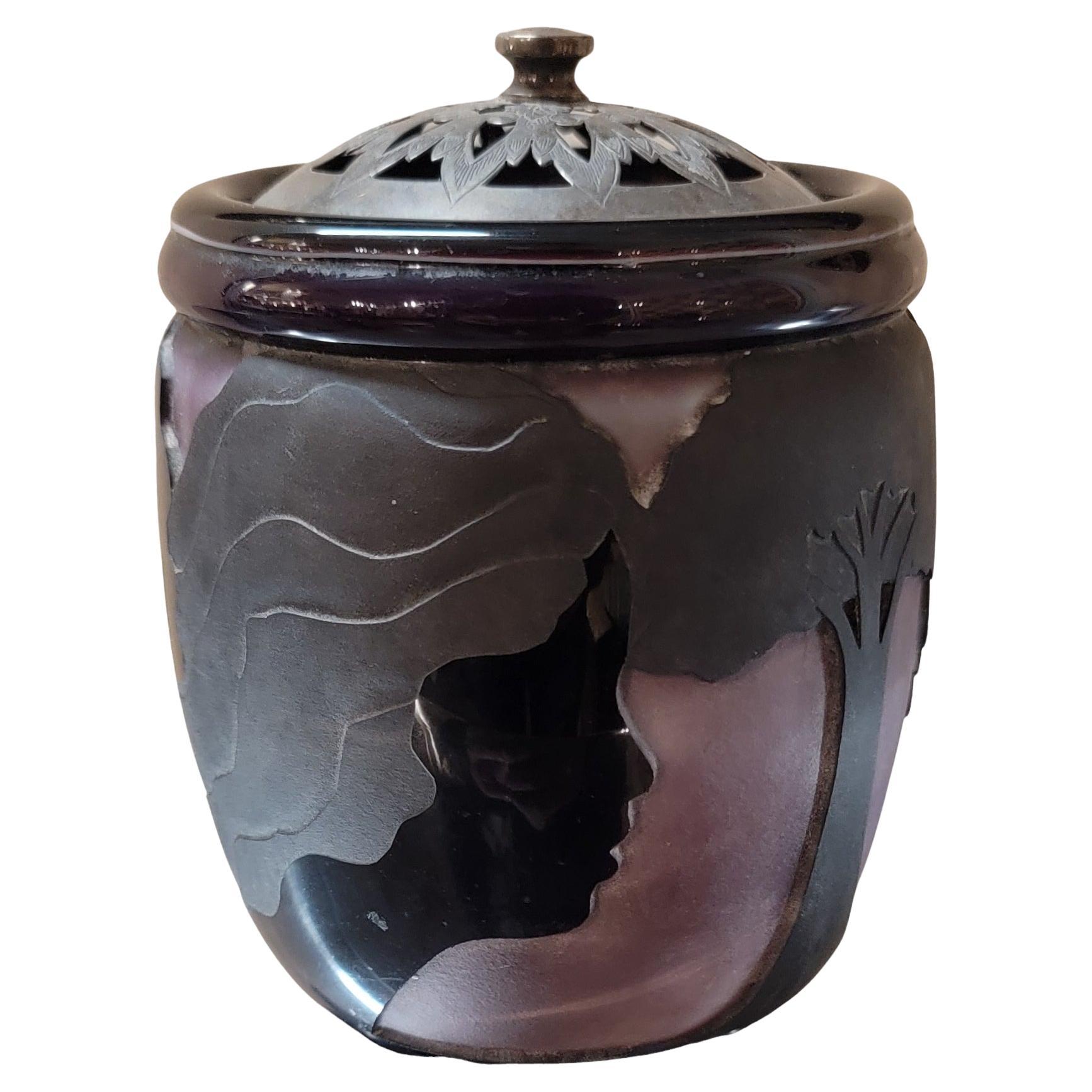 Dan Shura "Oriente & Flume" Purple Etched Glass Vase