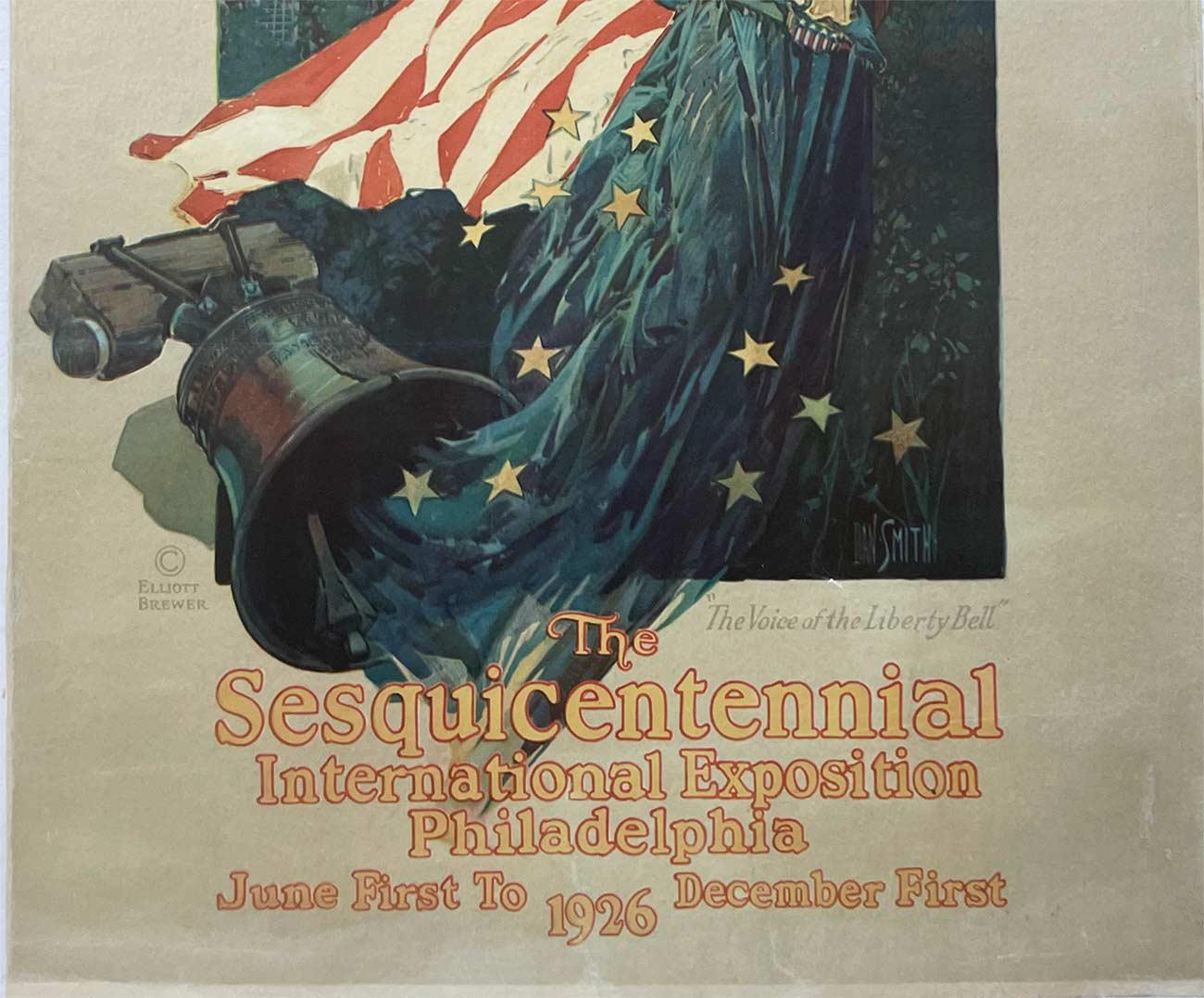 Original 1926 Sesquicentennial Int'l Exposition  150th Year USA Anniversay  - Beige Portrait Print by Dan Smith
