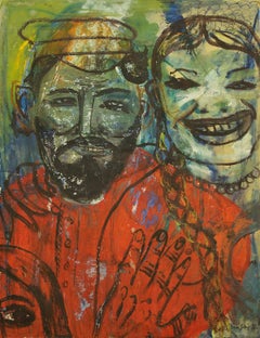 Surrealist Colorful Portrait of a Couple, Family at Play