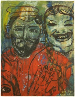 Surrealist Colourful Portrait of a Couple, Family at Play