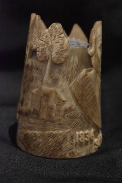 "SAM HOUSTON" HORN CARVING 1936 TEXAS CENTENNIAL AMAZING WORK