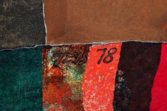 Abstract with Yellow Stripes, Acrylic and Collage Painting on Canvas by Dan Teis