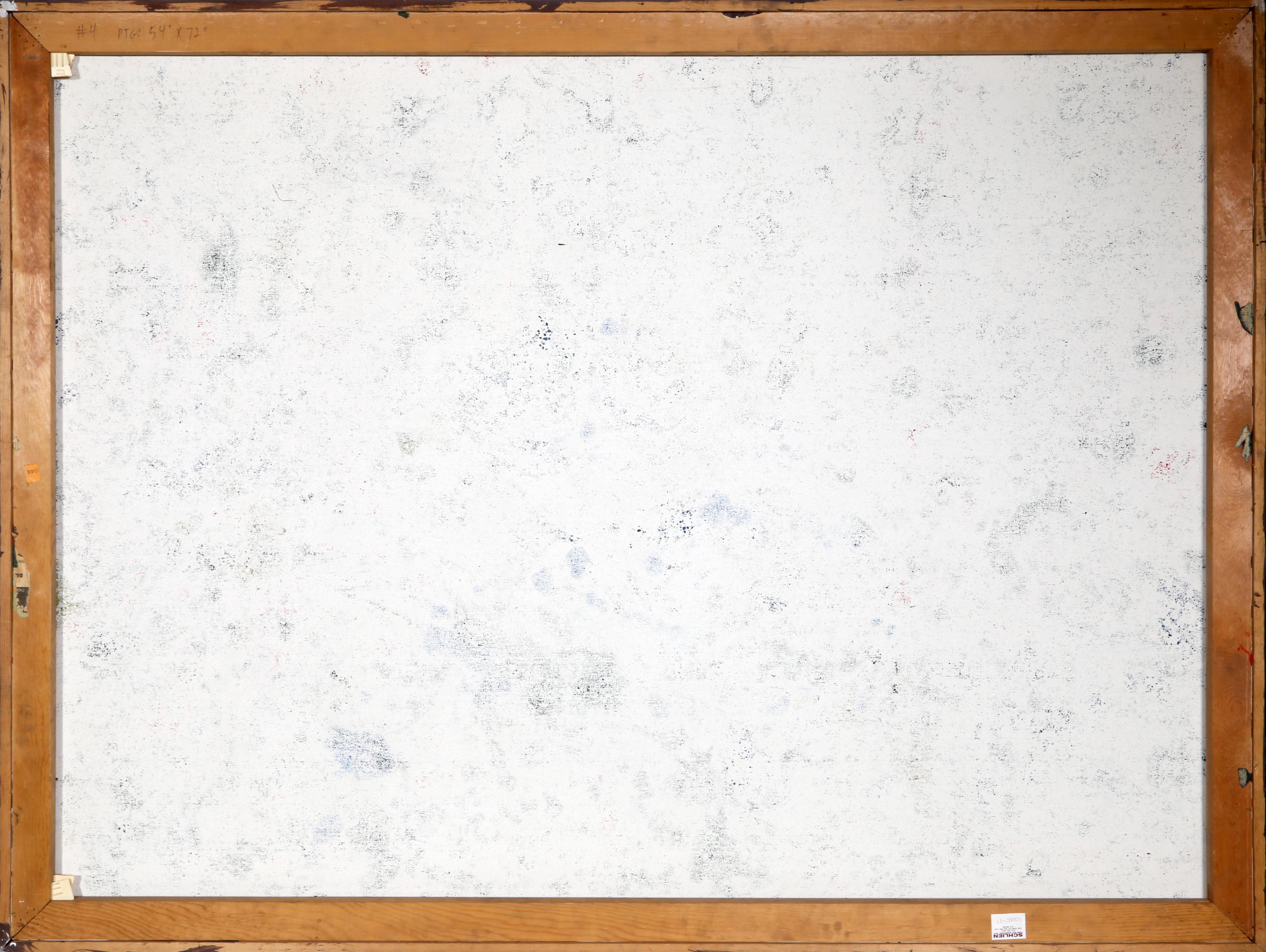 Pittura astratta con strisce gialle, acrilico e collage su tela di Dan Teis in vendita 2