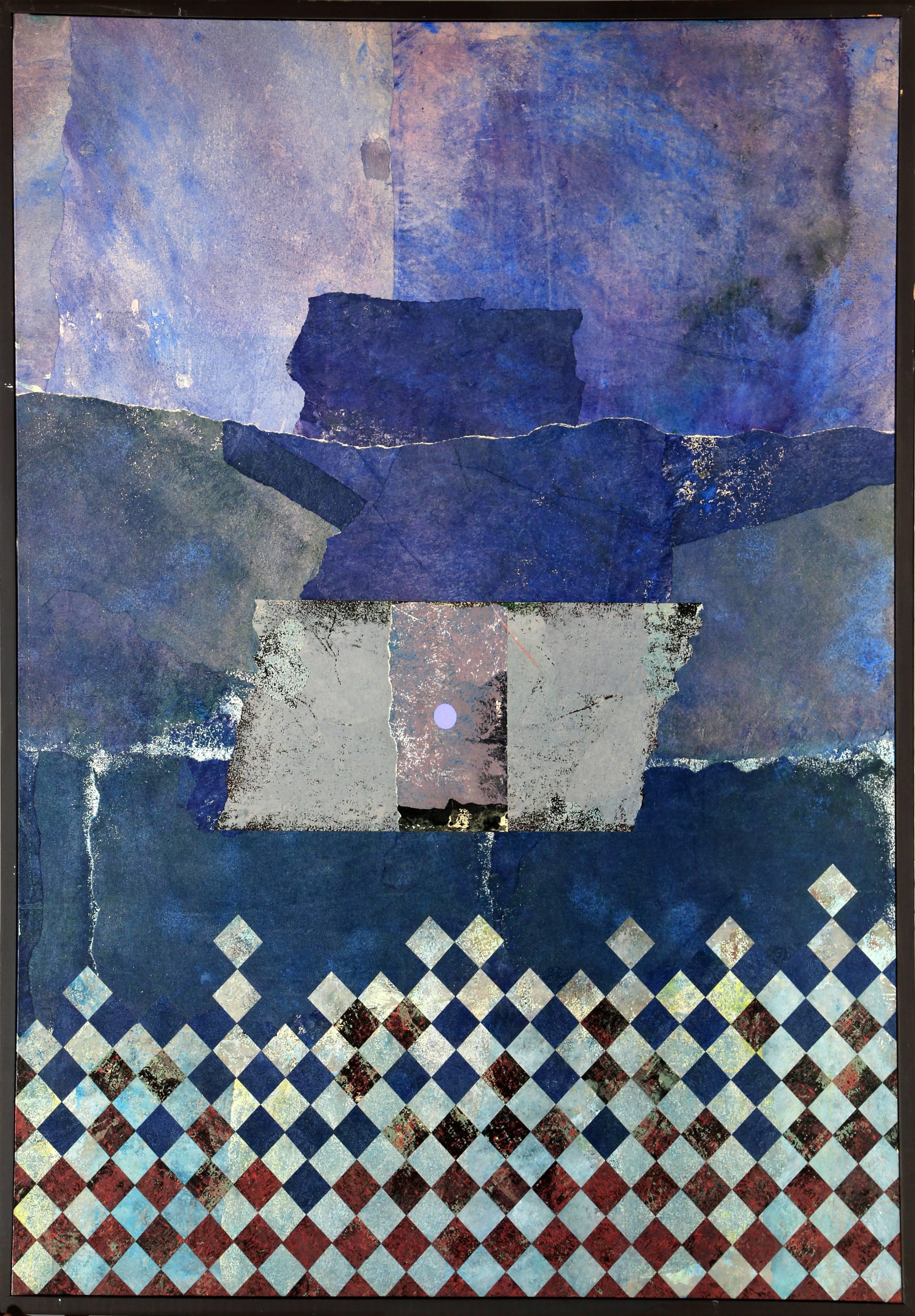 Artista: Dan Teis, estadounidense (1925 - 2002)
Título: Abstracto azul con cuadrícula
Año: hacia 1979
Técnica: Acrílico con collage sobre lienzo (sin firmar)
Tamaño: 152,4 x 121,92 cm (60 x 48 pulg.)
Tamaño del marco: 61,5 x 49,5 pulgadas