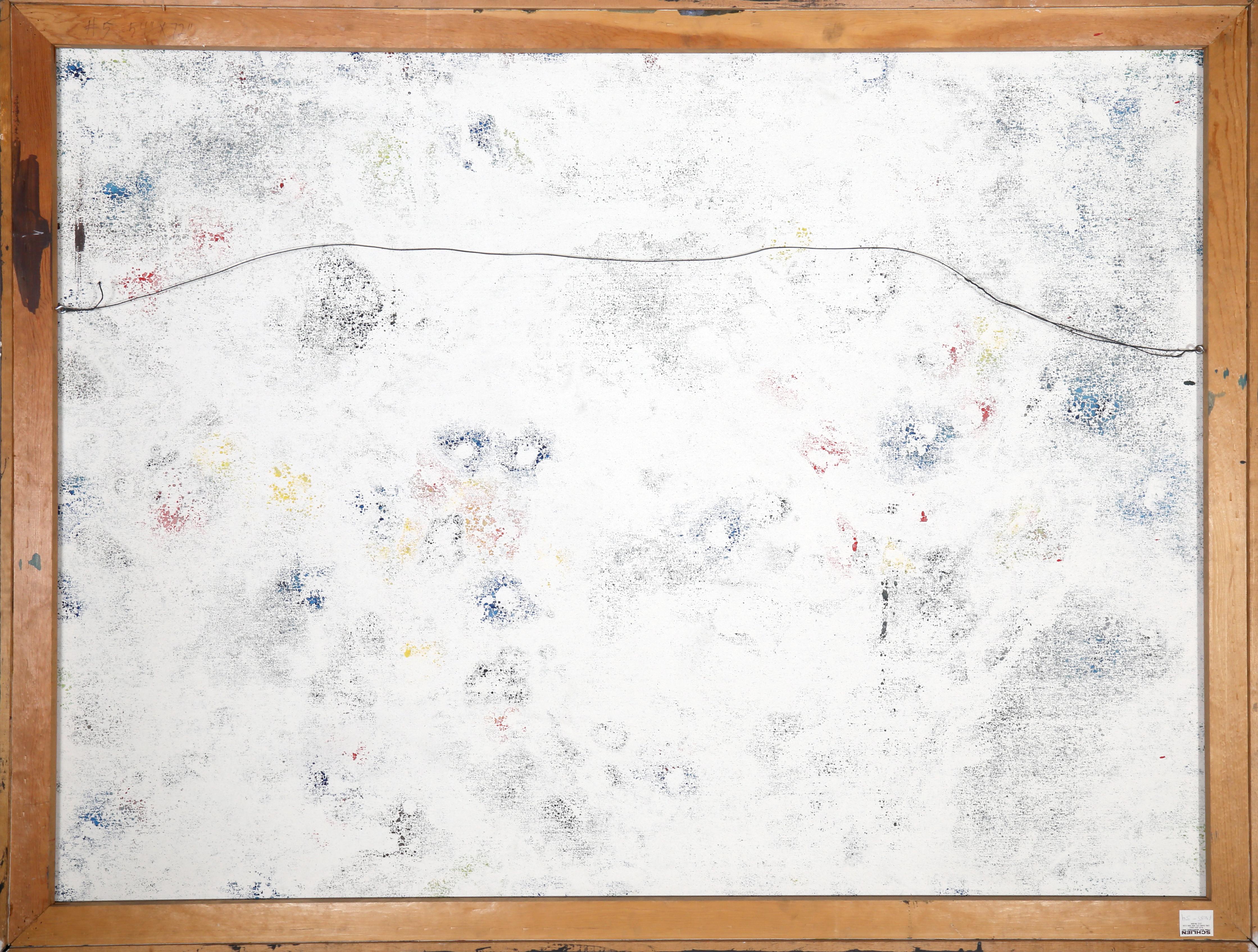 Dan Blue astratto con foglie, pittura acrilica e collage su tela di Dan Teis in vendita 2