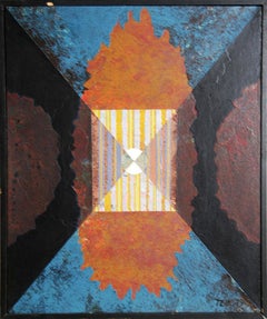 Punto focale del fuoco, pittura acrilica astratta su tela di Dan Teis