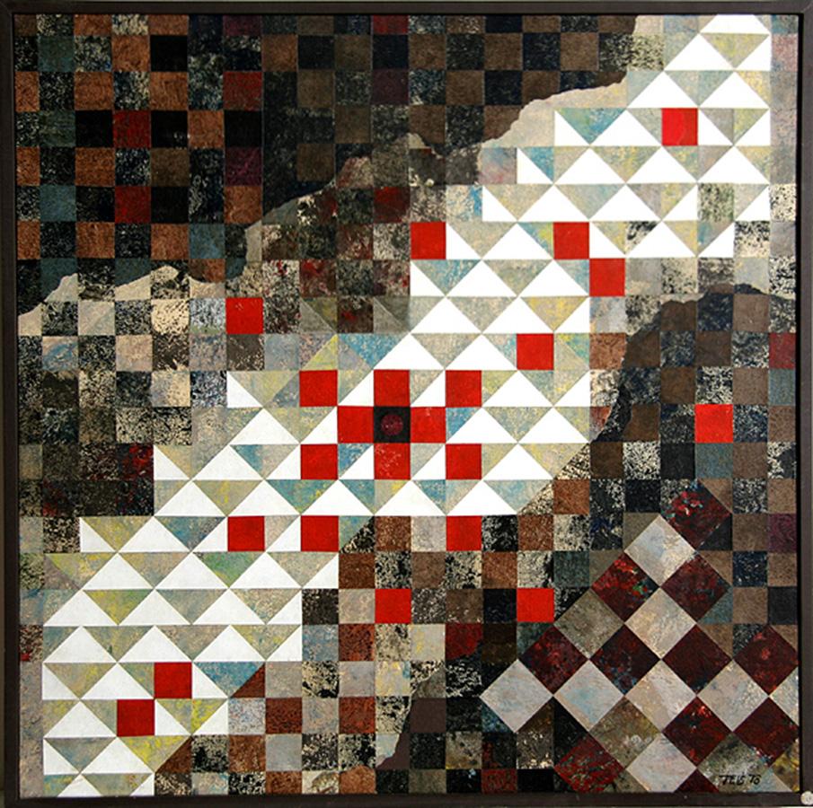 Artist: Dan Teis
Title: Geometric Ridge
Date: 1978
Acrylic Collage on Canvas, signed l.r.
Size: 29 in. x 29 in. (73.66 cm x 73.66 cm)

