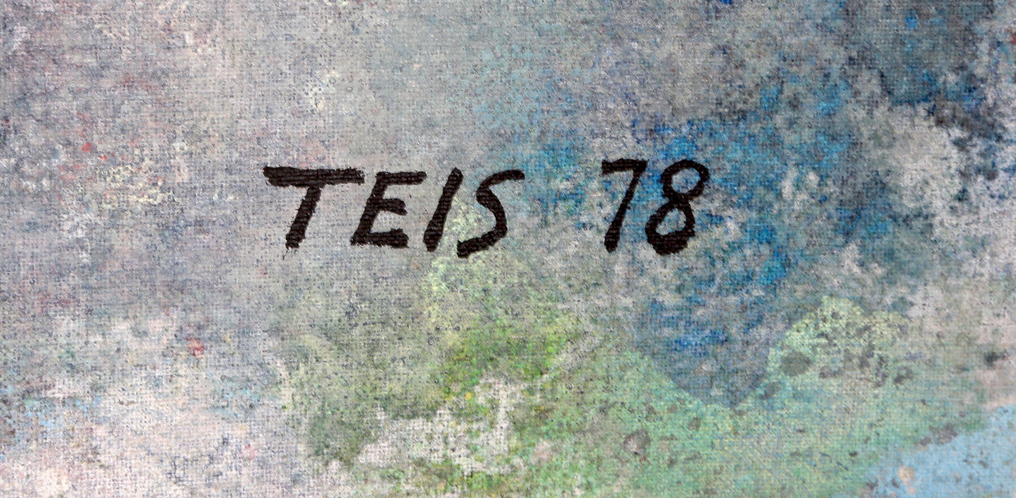 Dan Teis - Gran cuadro abstracto y collage sobre lienzo de Dan Teis en ...