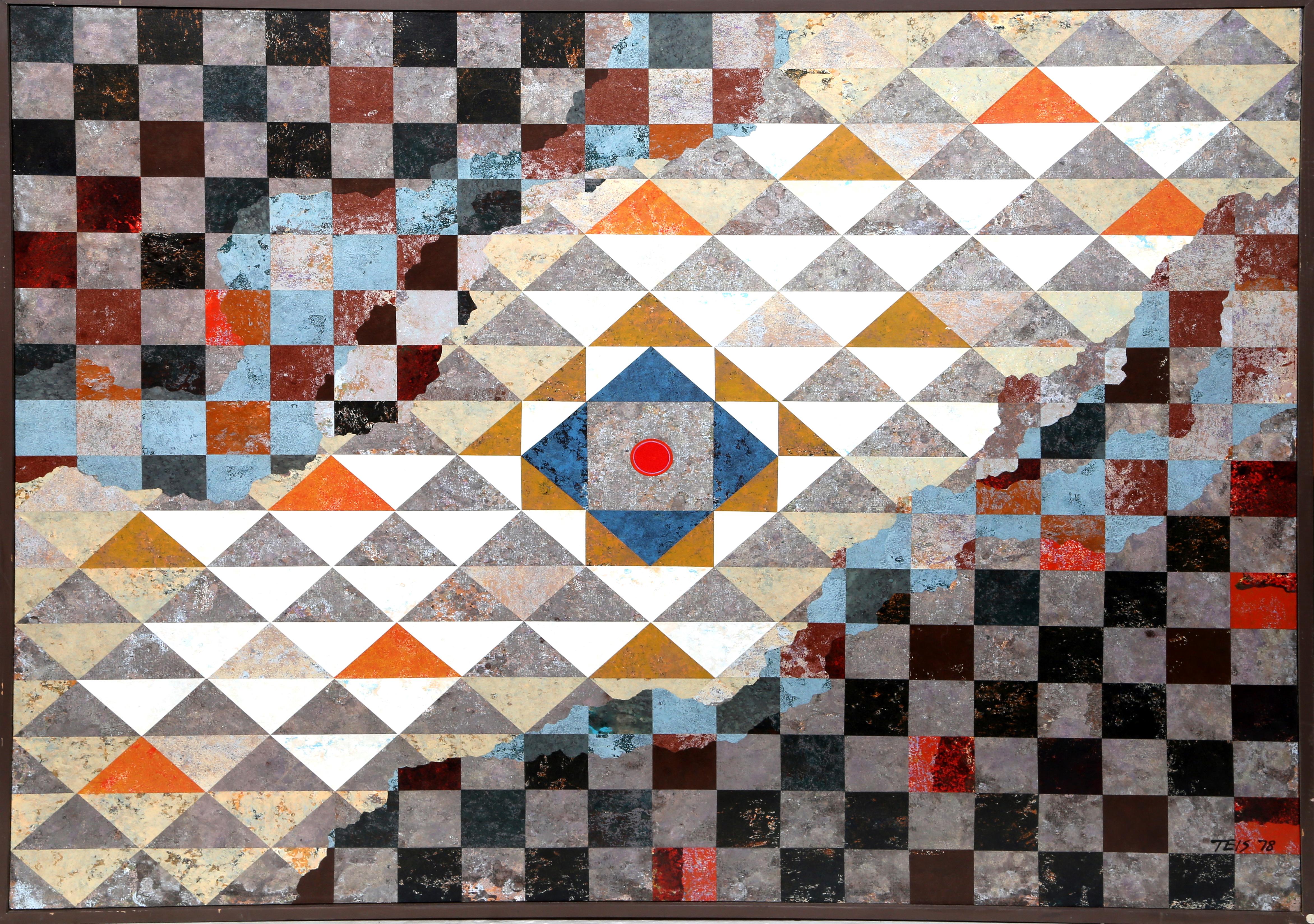 Artiste : Dan Teis, américain (1925 - 2002)
Titre : Crête géométrique II
Année : 1978
Moyen : Acrylique sur toile, signé à droite.
Taille : 48 x 60 in. (121,92 x 152,4 cm)
Taille du cadre : 49.5 x 61.5 pouces