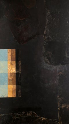 Large Abstract and Collage Painting on Canvas by Dan Teis