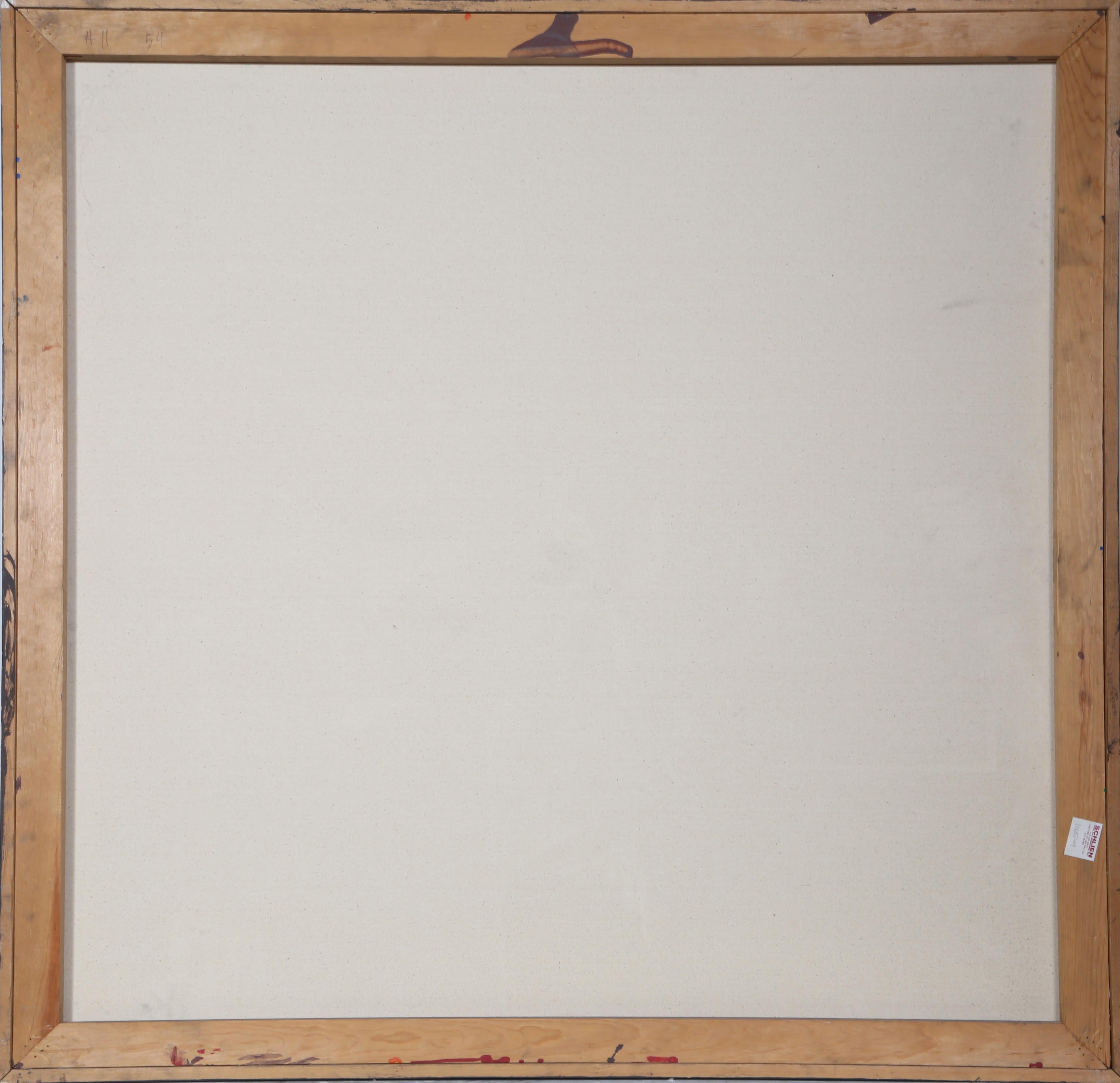 Diamante rosso metallico, pittura astratta e collage su tela di Dan Teis in vendita 2