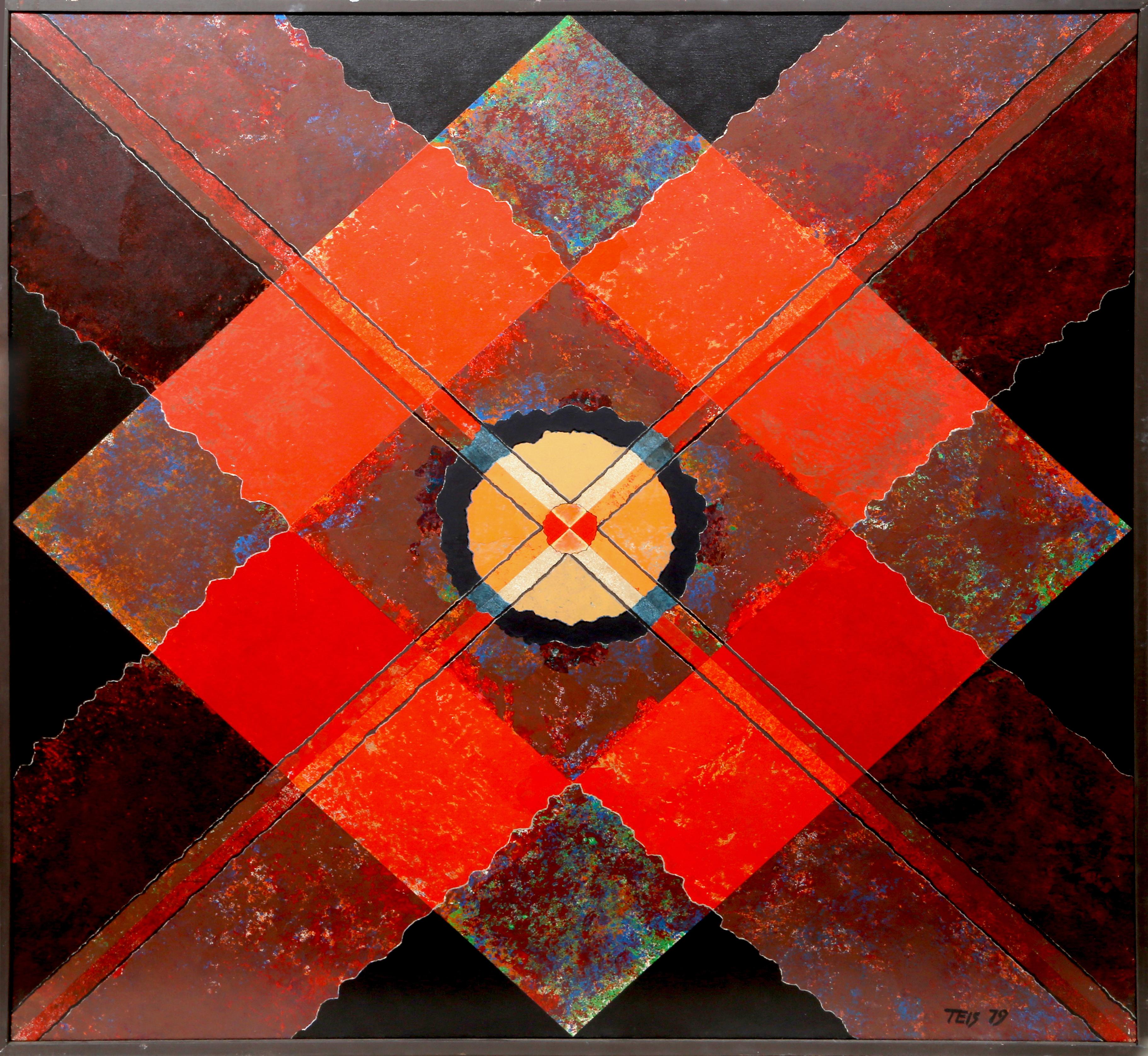 Artista: Dan Teis, americano (1925 - 2002)
Titolo: Diamante rosso metallizzato
Anno: 1979
Medium: Acrilico su tela, firmato a sinistra.
Dimensioni: 54 x 54 pollici (137,16 x 137,16 cm)
Dimensioni della cornice: 55,75 x 55,5 pollici