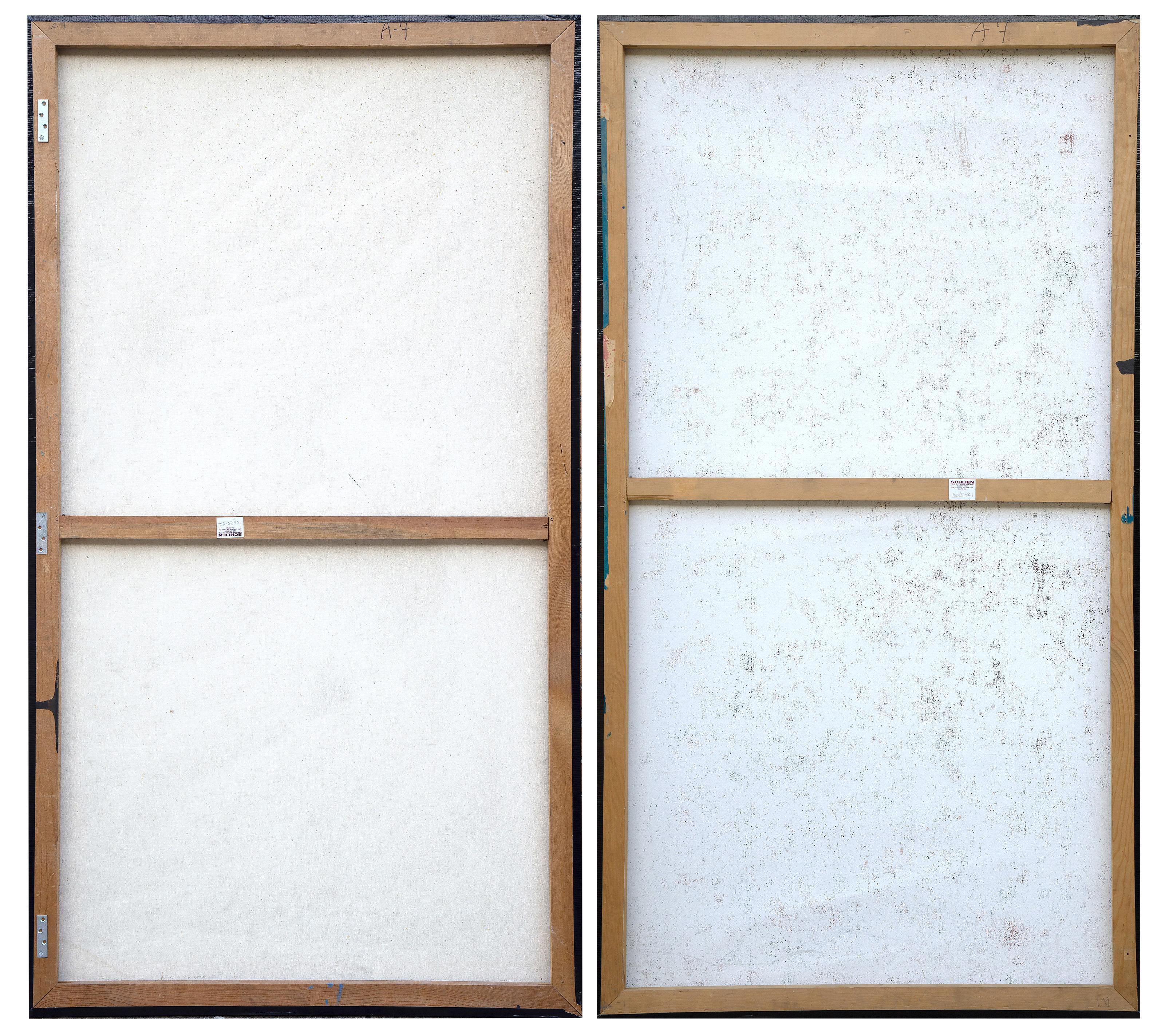 Stripes Diptych, Minimalist Acrylic and Collage Painting by Dan Teis For Sale 3