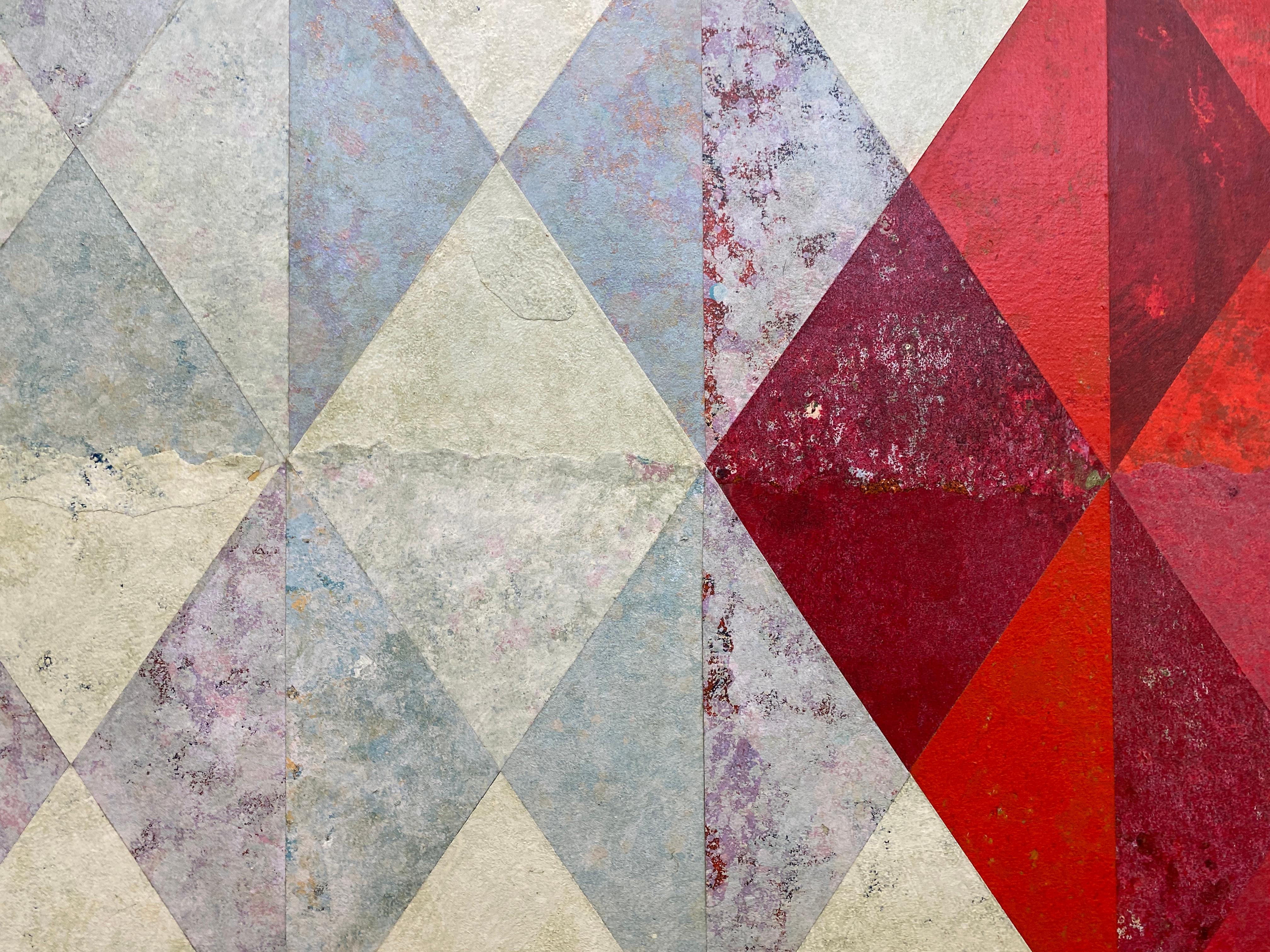 Dies ist eine klassische Collage von Teis und Acrylfarbe, die zu einem lebendigen und strukturierten Werk verschmolzen sind.  In den 1950er Jahren widmete sich der Künstler der Erforschung der Abstraktion und wandte sich der Kunst der Collage zu. 