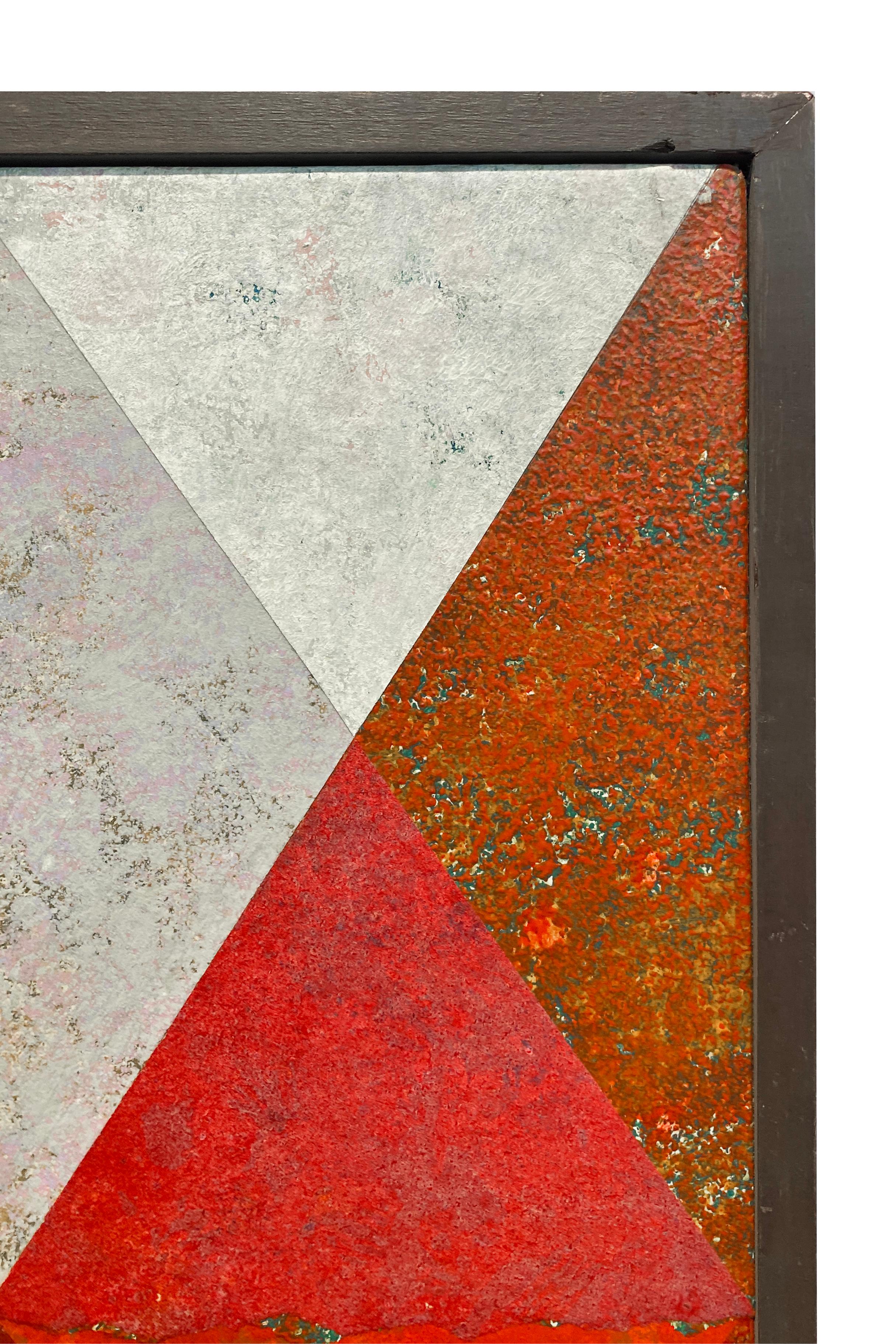 Weißes X auf Rot, geometrisch abstrakt im Angebot 2