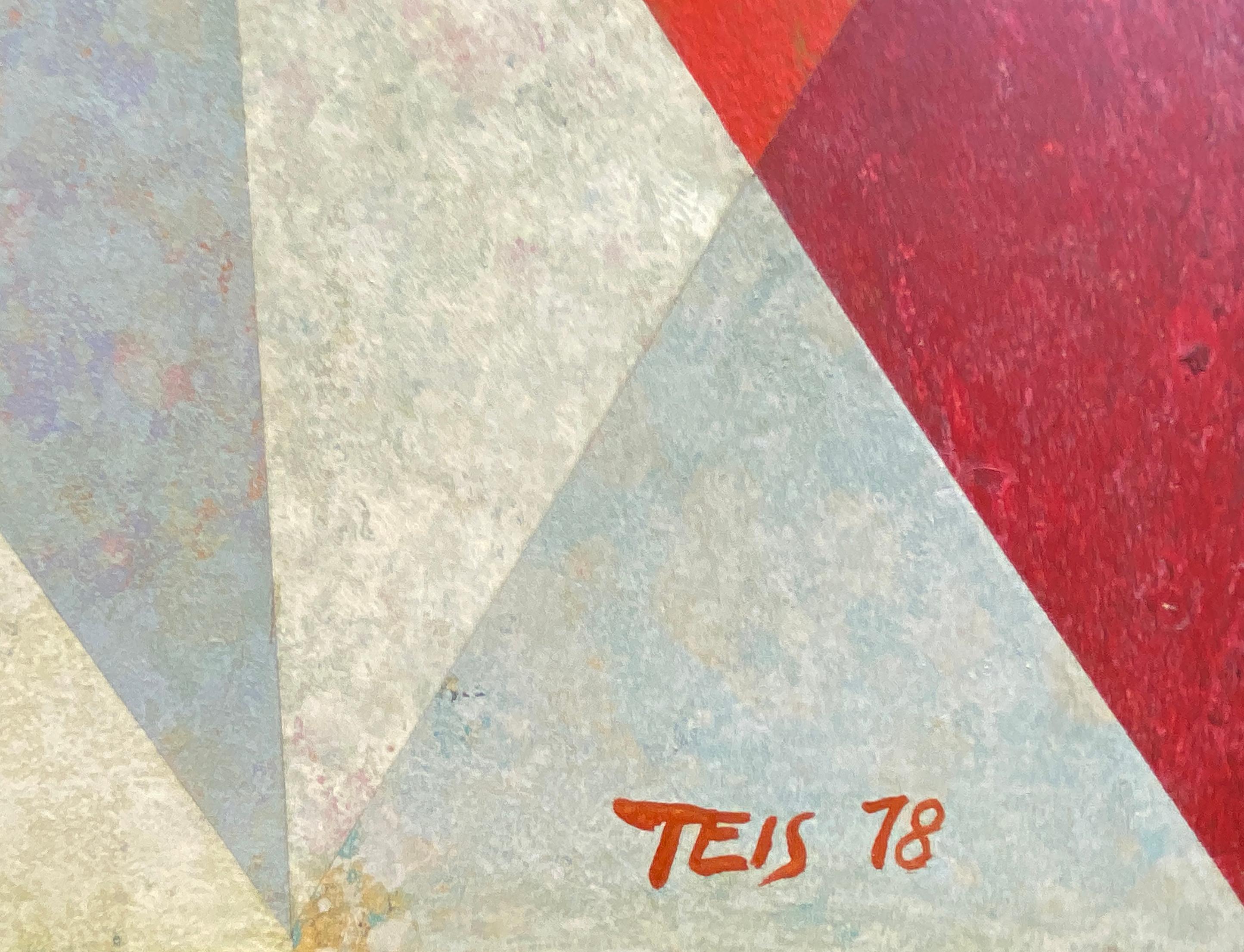 Weißes X auf Rot, geometrisch abstrakt im Angebot 3