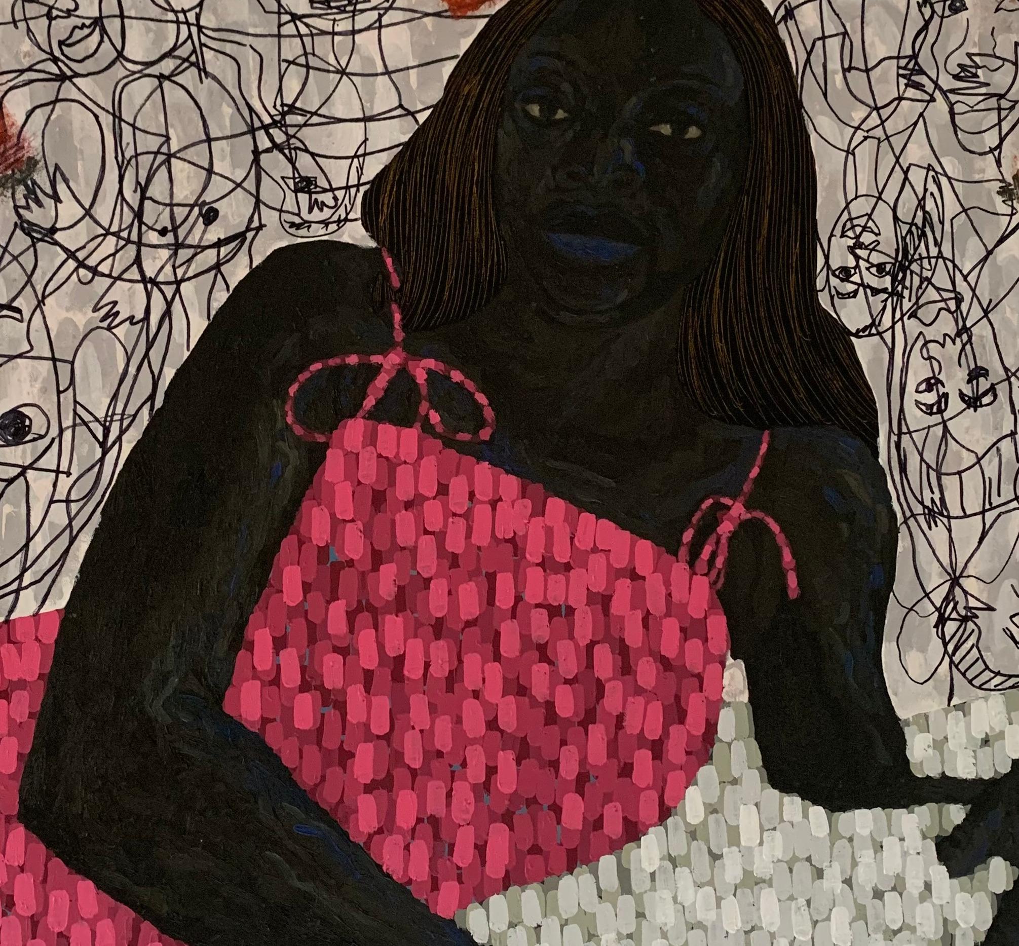 Yo También Tengo Una Rosa - Siglo XXI Contemporáneo, Impasto Figurativo, Mujeres Florales en venta 2