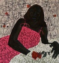 Yo También Tengo Una Rosa - Siglo XXI Contemporáneo, Impasto Figurativo, Mujeres Florales