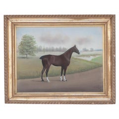 Dan W. Smith (estadounidense, 1865-1934) Retrato al pastel de un caballo de carreras.