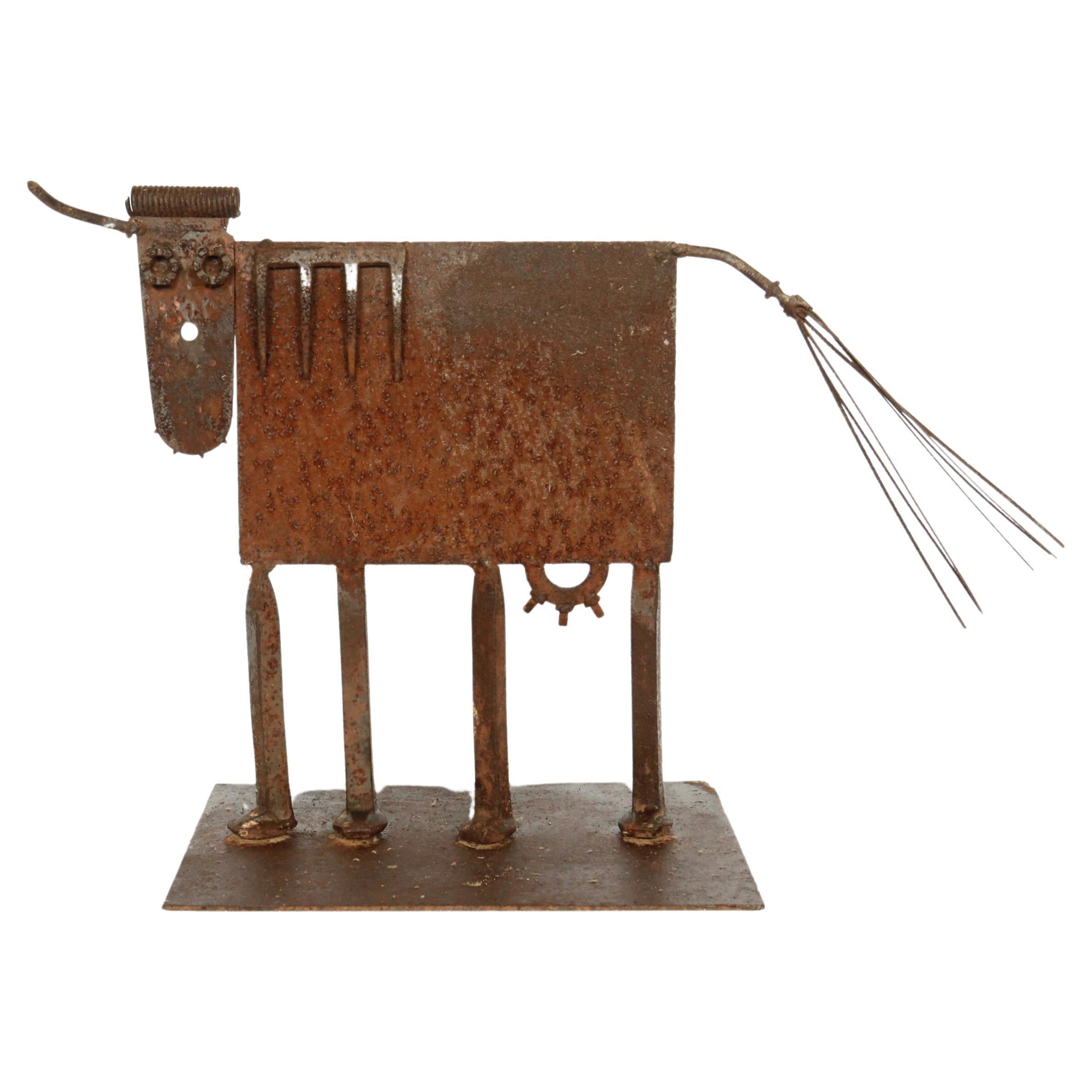 Dan Whitbeck Iron Cattle Sculpture For Sale