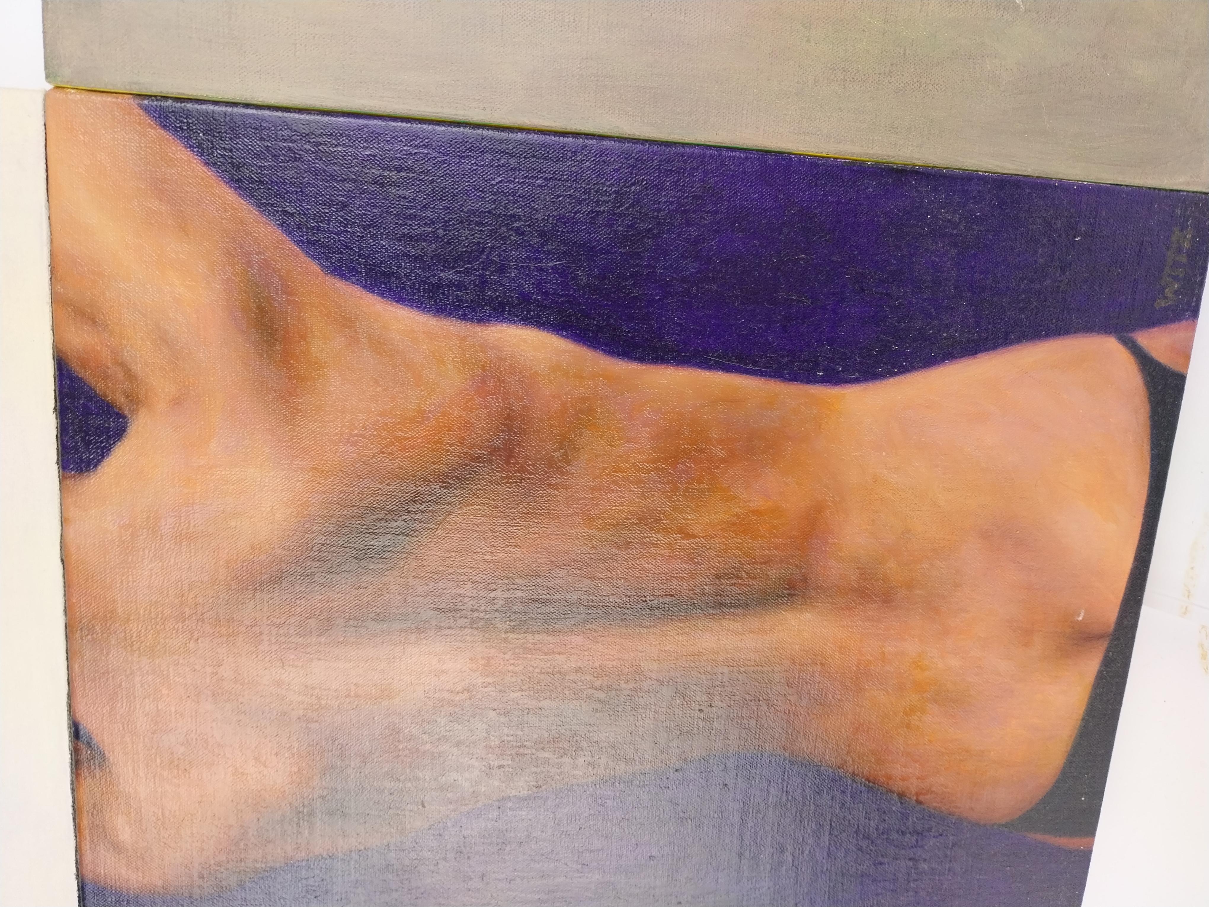 Dan Witz: acrylic on cavas, female nude For Sale 3