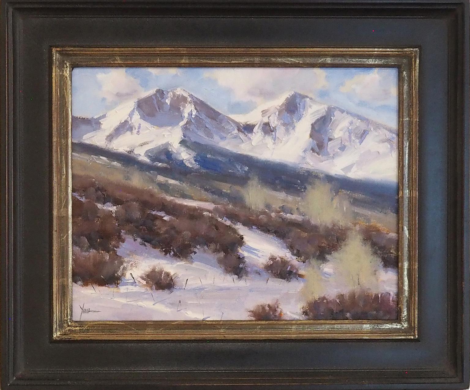 Dan Young Landscape Painting - Below Sopris Mountain Ranch (colors of snow, shadows, winter)