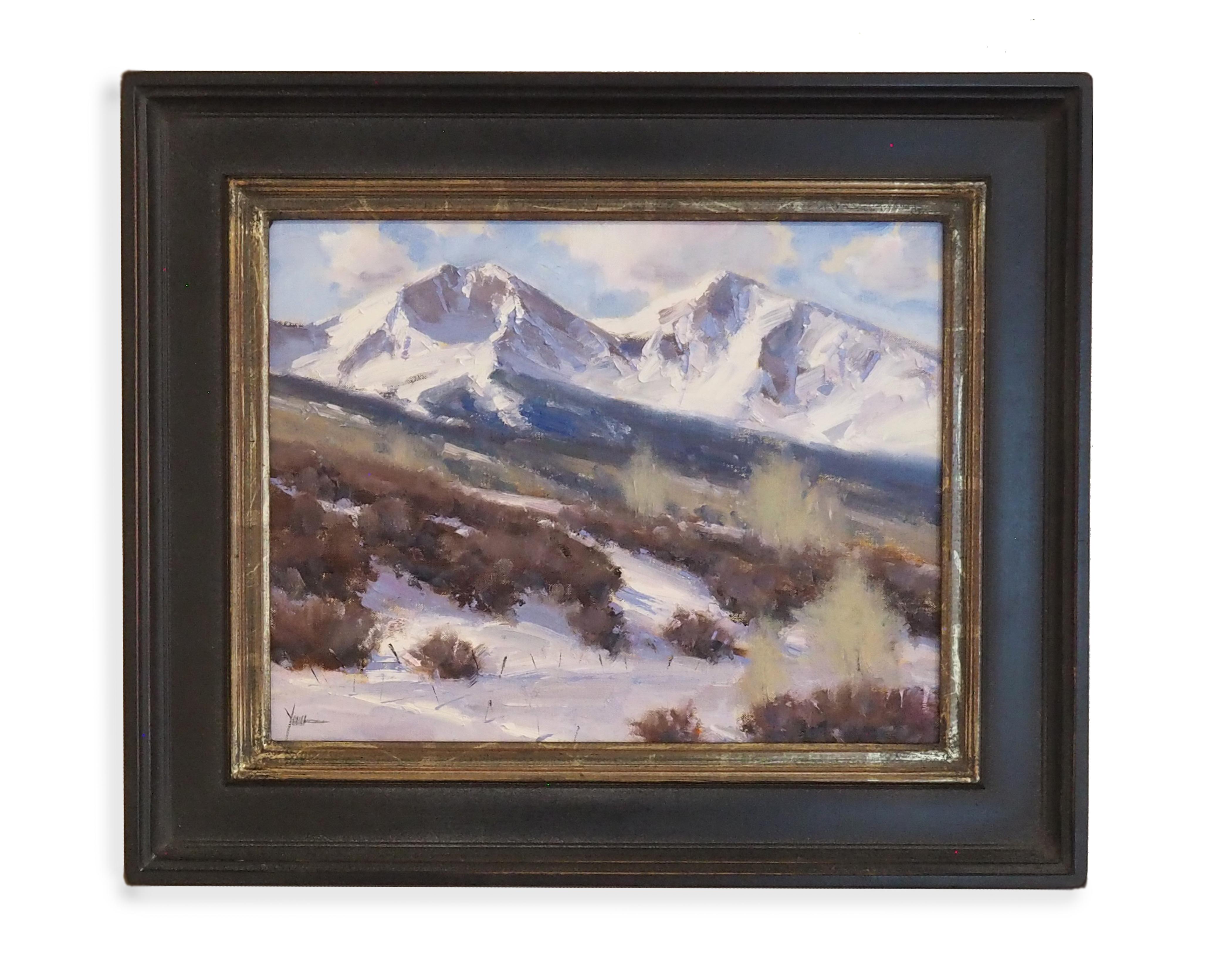 Below Sopris Mountain Ranch (colors of snow, shadows, winter) - Painting by Dan Young