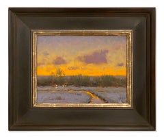 Up Before Dawn (Sunrise, stream, reflections, blue, purple, gold, orange)