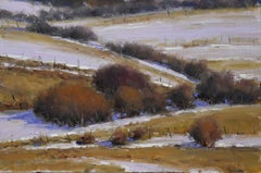 "Patrones de Sauce" Pintura al Óleo Original, Paisaje, Escena de nieve