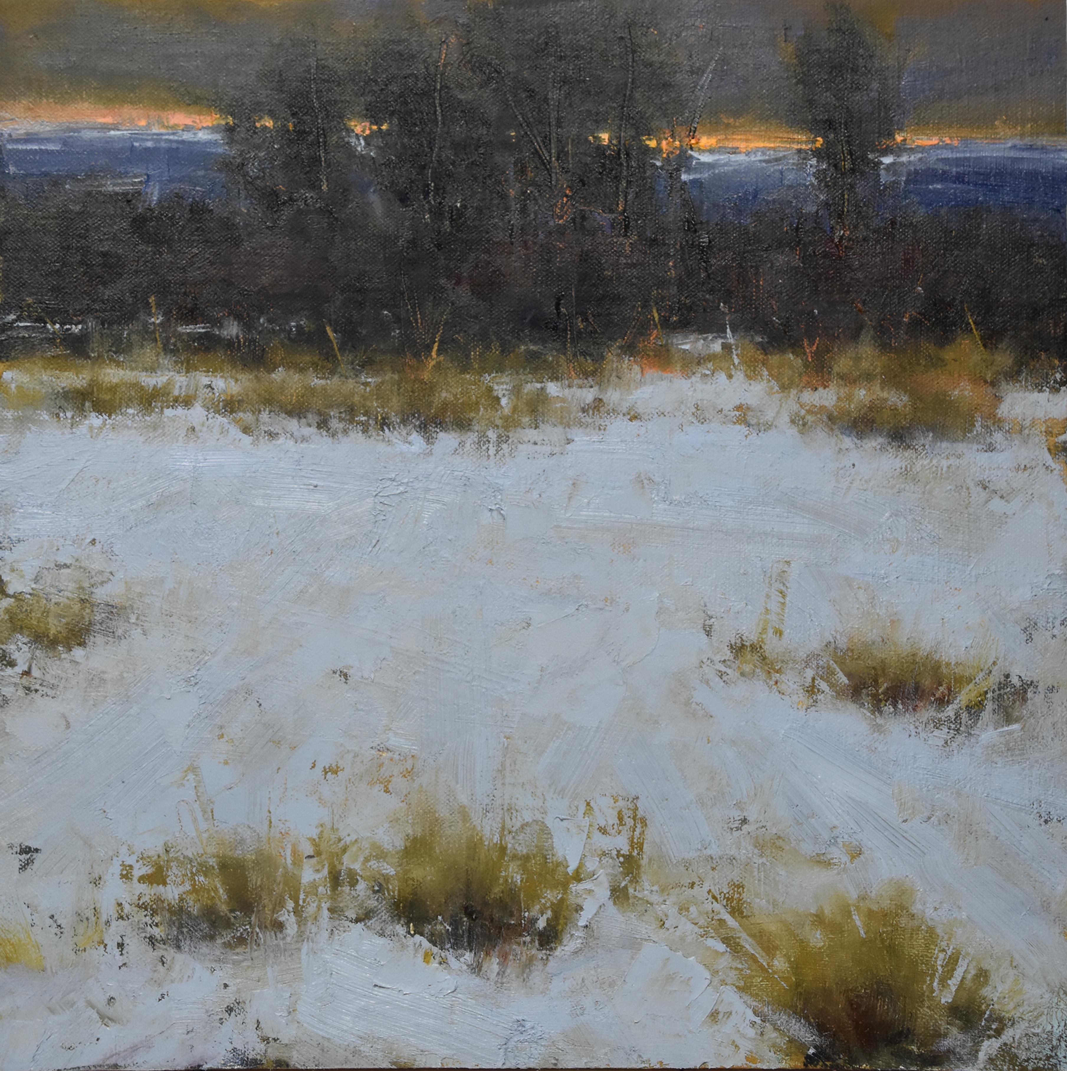 "Winter auf dem Feld" Original ländliche Waldlandschaft, Ölgemälde