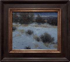 "Luci d'inverno" Pittura a olio originale, paesaggio, scena di neve