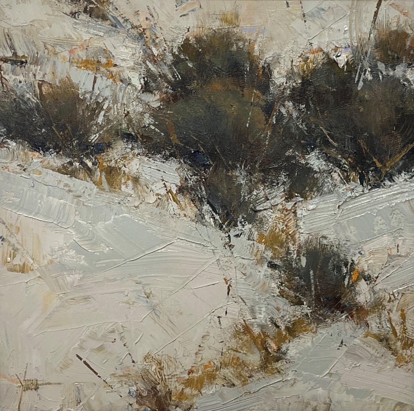 Dan Young Figurative Painting – "Winter Sage" Original Ölgemälde, Landschaft, Schneeszene